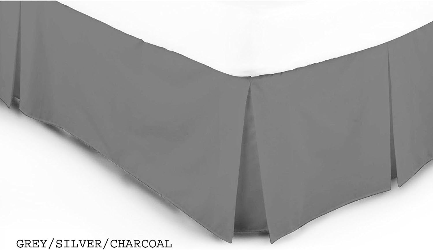 Starhomeware Plain Dyed Poly Cotton Platform Base Valance Bed Sheet Box Pleated Single, Grey