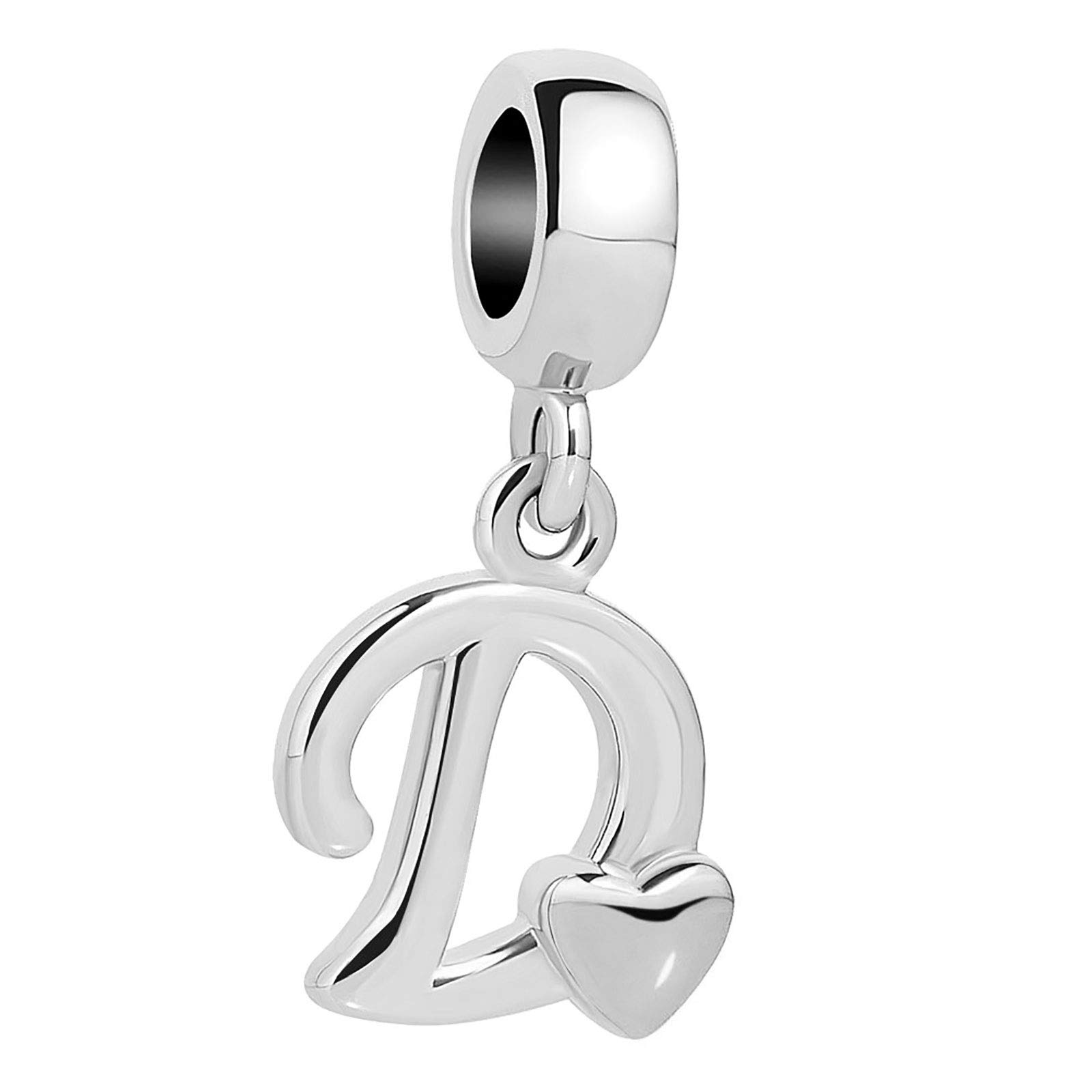 KunBead Jewelry Letter D Initial Charms Dangle Essence Heart Nan 21 Birthday Bead Charms for Women Girls