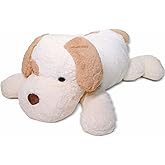 CUDDLERY - Large 6 lbs Cream Luxury Weighted Dog - 27 inch Weighted Plush Animal for Adults, Kids, Boys and Girls