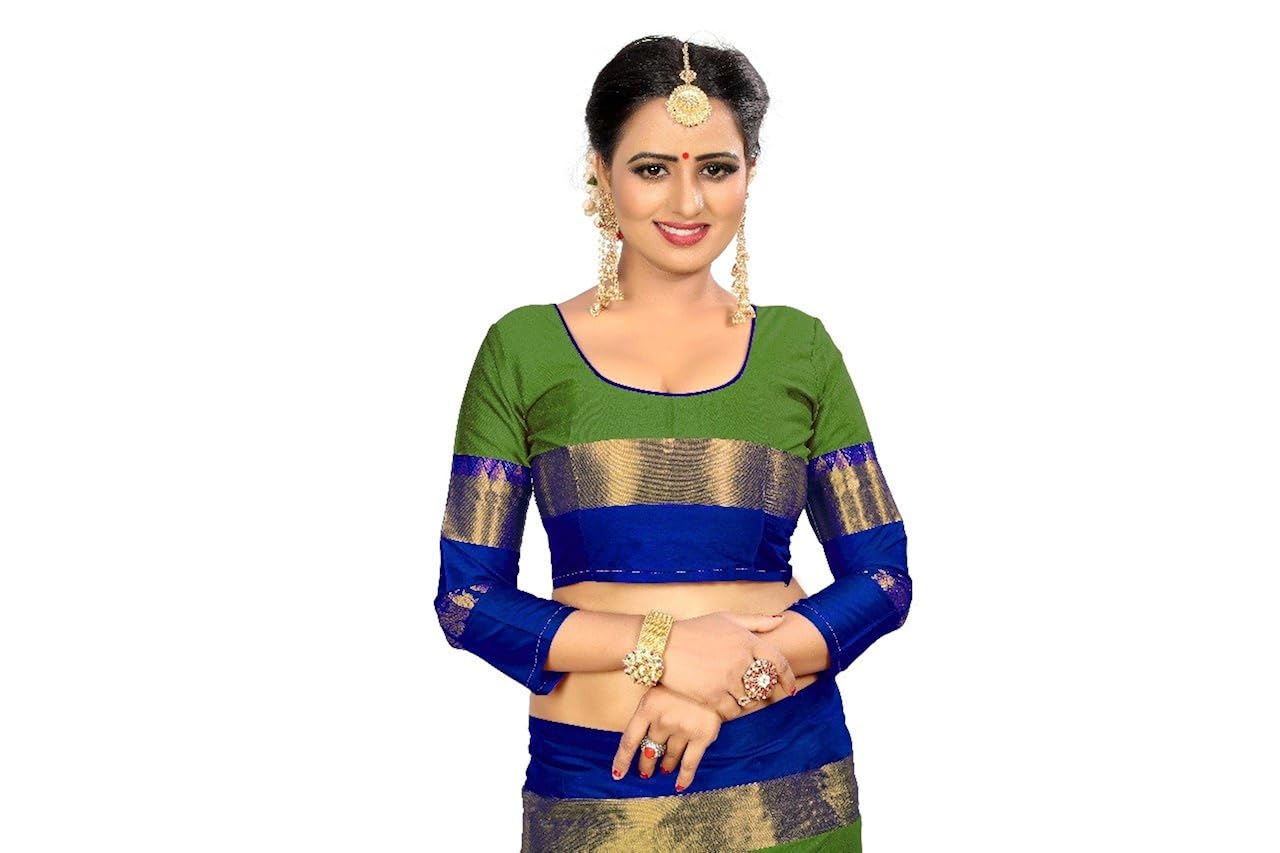 vaividhyam women's cotton silk saree with blouse.
