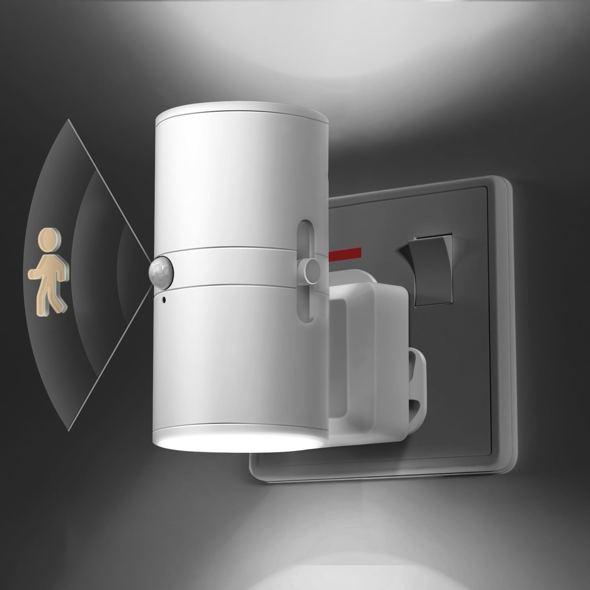 LOHAS-LED Motion Sensor Night Light, [1 Pack] Motion Activated Night Light Plug in, 0-100LM Dimmable Night Lights, 6000K Cool White, Motion Sensor Light Indoor for Bathroom Stairway Hallway Bedroom