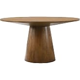 Terra 59" Transitional Round Dining Table with Pedestal Base, Walnut | Engineered Wood, Smooth Finish, Mid-Century Modern Pedestal Base, 1" Thick Tabletop, Seats 4