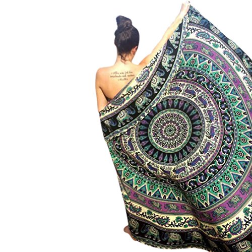 Usstore Round Beach Throw Tapestry Towel Round Pool Home Beach Cover Up Dress Swimwear Bathing Suit Kimono Tunic Yoga Mat Beach Towel Couch Cover Blanket Bathing Suit (D)