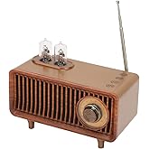 Cuifati Retro Bluetooth Speaker with LED Light for PC Laptop - Vintage Radio Speaker with AUX, Memory Card, U Disk Support (Wood)