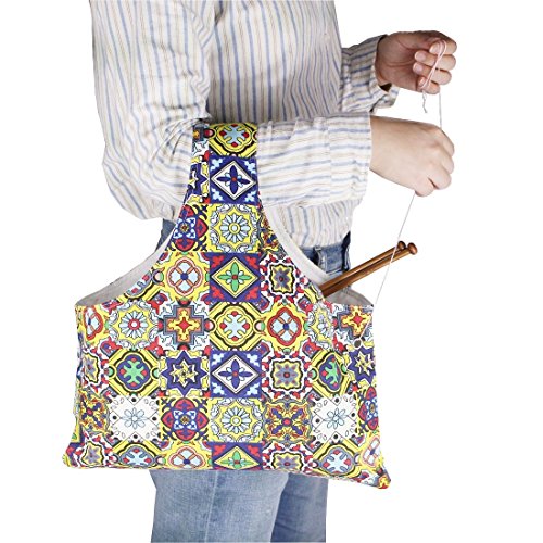 Knitting Tote Bag Yarn Storage Organizer for Small Projects (Glitzy Frescoes)