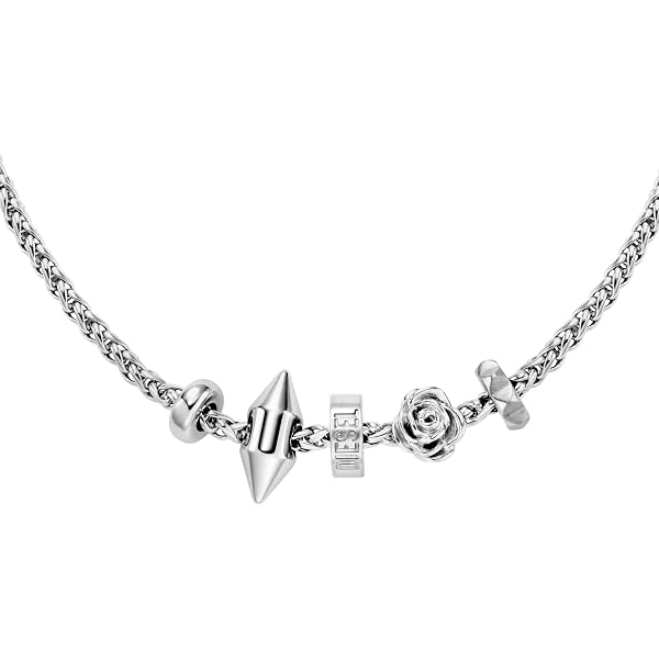 Diesel Stainless Steel Charm Necklace (Model: DX1623040) | Amazon.com