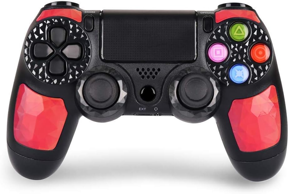 Game Controller for PS4,Wireless Controller with Dual Vibration Game Joystick (Ruby)