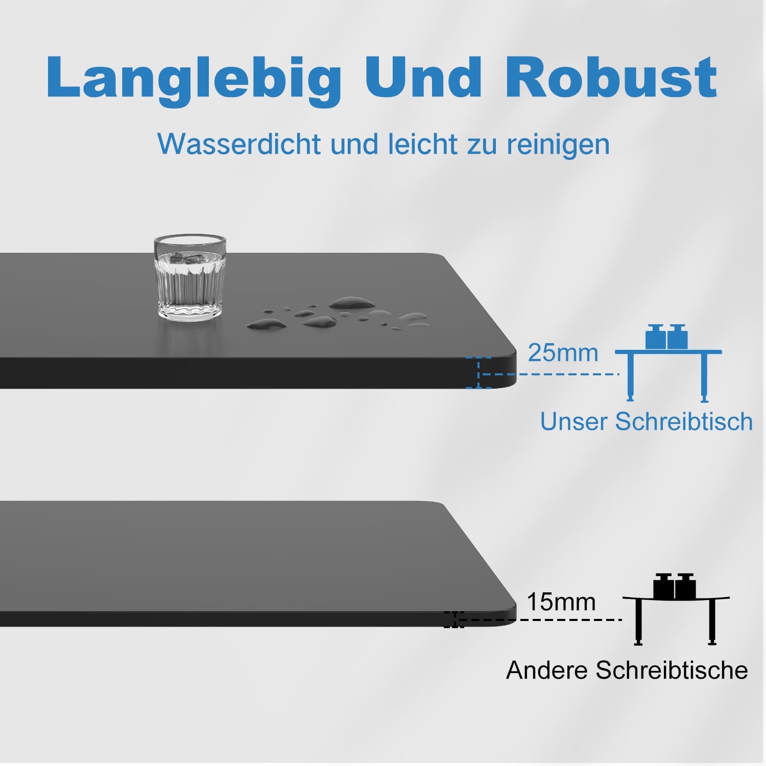 Devoko Höhenverstellbarer Schreibtisch mit 2 Motoren，25mm Einteilige Tischplatte, 160x80 cm Elektrisch Computertisch mit Kabel Management, Vintagebraun - Perfekte Ergonomie für Dein Büro 8
