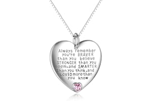 YFN Sterling Silver Always Remember You are Braver Than You Believe Jewelry Pendant Necklace Inspirational Gifts