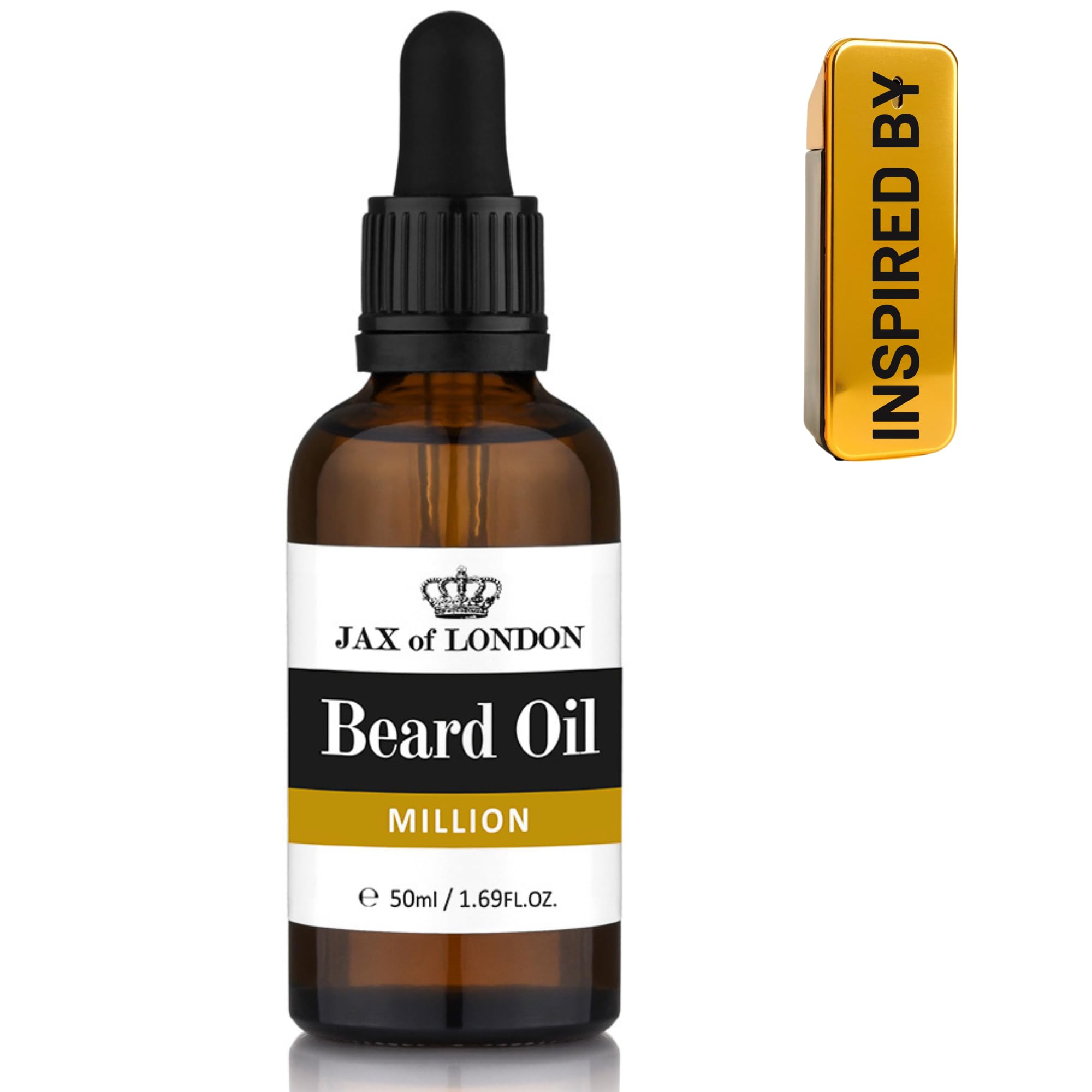 Jax of London Million Inspired Beard Oil for Men – Sweet Woody Luxury Fragrance – Softens, Conditions & Hydrates Beard – Non-Greasy Natural Oils – Mens Grooming – Made in UK