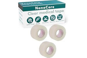 NanaCare Hypoallergenic Transparent Surgical Tape 1 inch x 10yd |4 Rolls Waterproof,Clear| Medical Tape for Skin, Dressings and Face| Sleep Mouth Tape |First Aid Bandage Tape for Sensitive Skin