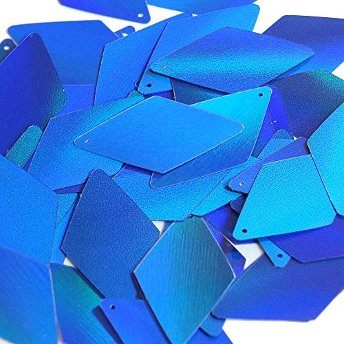 Blue Lazersheen Sequin Long Diamond 1.75 inch Couture Loose Paillettes. Made in USA.