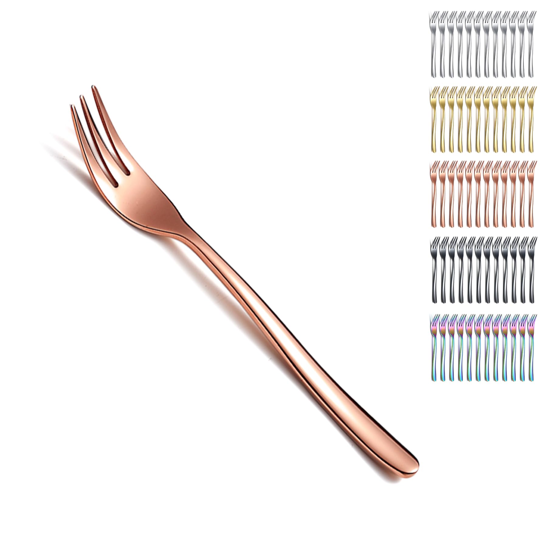 Kyraton Rose Gold Dessert Forks 12 Pieces 15.6cm Stainless Steel Cake Fork, Tea, Fruit Forks, Pastry Cutlery Set, Dishwasher Safe