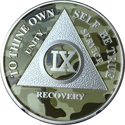 9 Year AA Medallion Camo Silver Plated Camouflage Color Chip