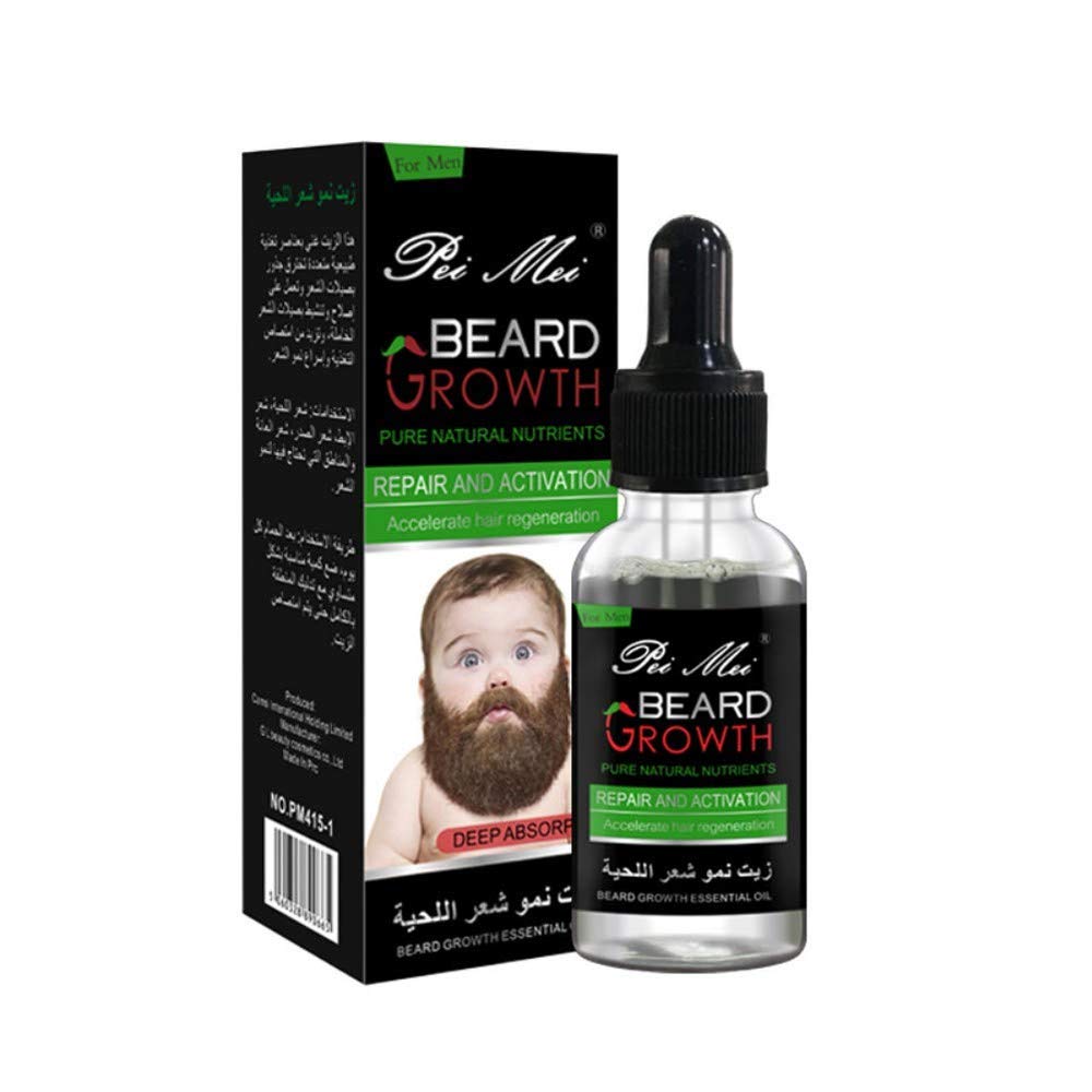 TEEROVA Beard Growth Oil, 30ml Natural Organic Hair Growth Enhancer Facial Nutrition Moustache Grow Beard Shaping Tool Beard Care Products Hair Loss Products