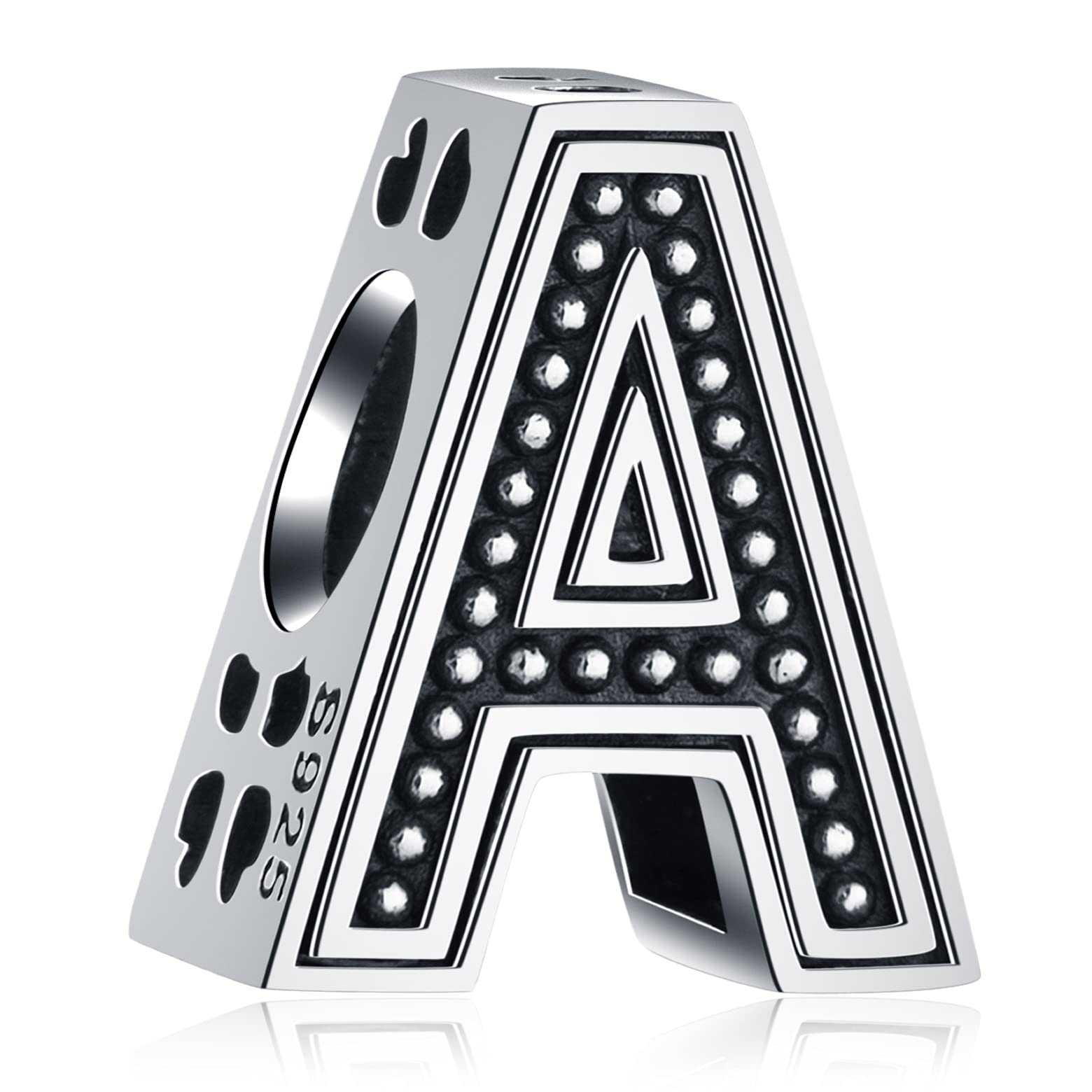 Letter A Charms, Initial A Alphabet Beads in Vintage 925 Sterling Silver, fits Pandora Women Charm Bracelet, Gift for Aunt/Nana/Auntie/Anniversary