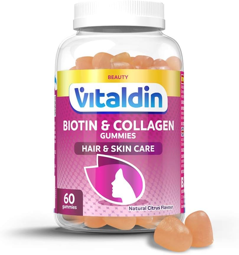 VITALDIN Biotin & Collagen Gummies, Beauty Supplement, 2500 mcg Biotin, 100 mg Collagen, Vitamins C + E