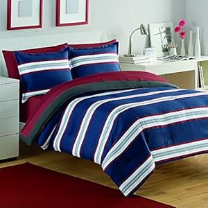 Amazon.com: IZOD Rugby Stripe Full/Queen Navy/Red