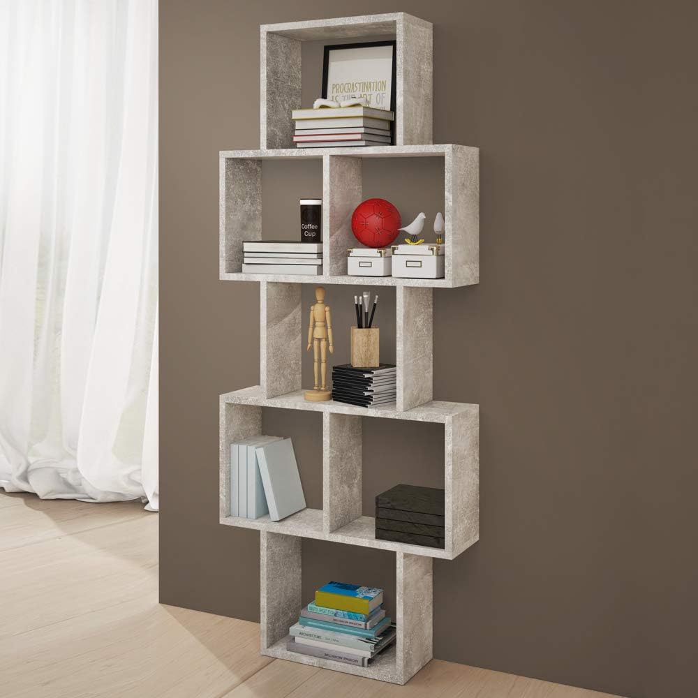 SELSEY KASSI - 7-Compartment Floating Shelf/Multi-Compartment Shelf/Hanging Display Ledge/Decorative Wall Shelf/Concrete Grey - Image 4