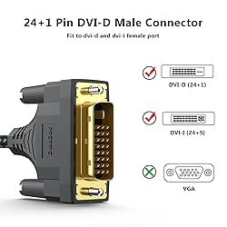DteeDck DisplayPort to DVI Cable 6ft 5 Pack, DP