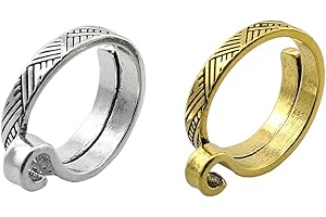 ZYAMY 2pcs Metal Crochet Loop Ring Adjustable Knitting Loop Braided Knitting Ring Yarn Guide Finger Holder Knitting Thimbles for Crochet Knitting Accessories Tools (Gold + Silver)