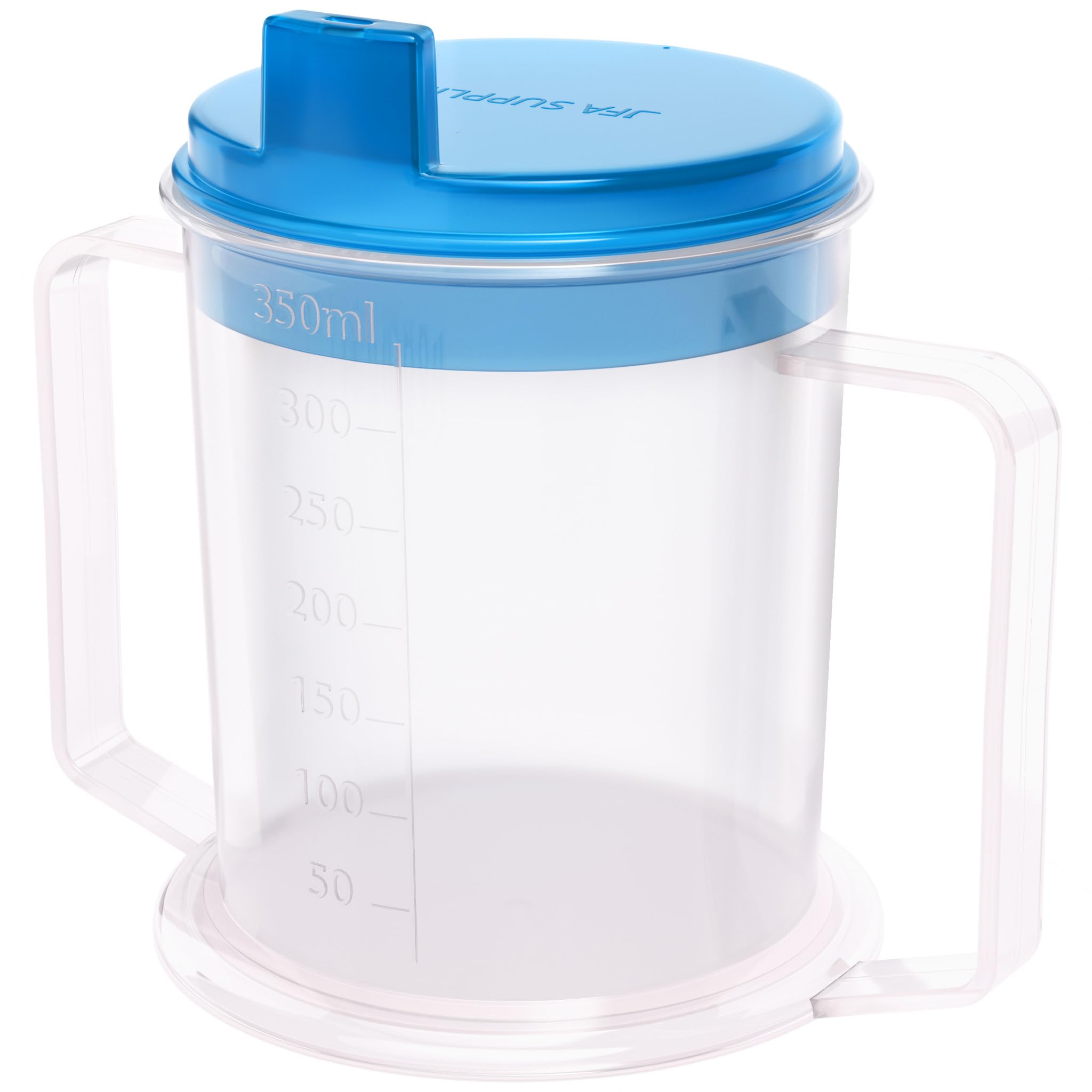JFA Supplies Drinking Cup/Beaker/Mug/Sippy Cup for Disabled Adults with Easy Grip Handles Anti Splash Spout and Travel Lid