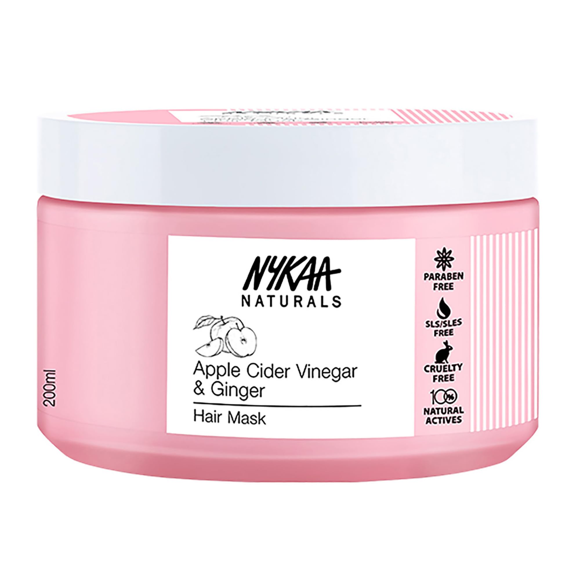 Nykaa Naturals Hair Mask-Anti-Hairfall, Strengthens Hair, Prevents Hair Loss and Thinning, Deep Nourishing-100% Natural Actives, for All Hair Types, Men and Women 200ml (Apple Cider Vinegar & Ginger)