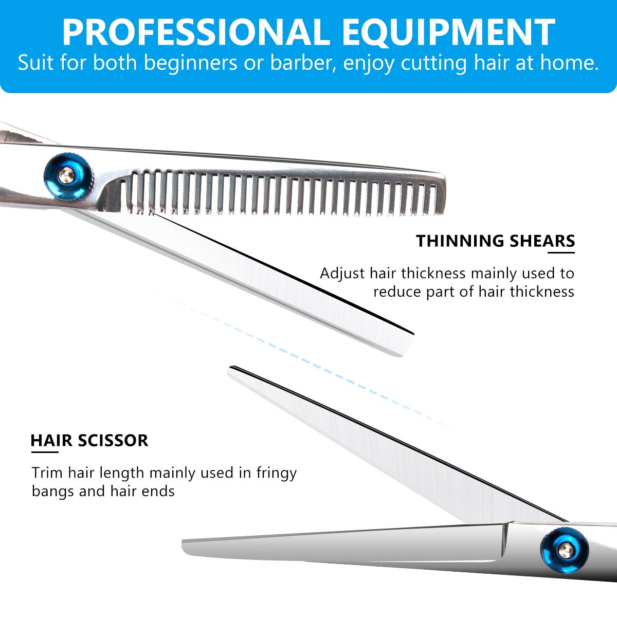 ORDORA Hair Cutting Scissors Kit for Women & Men, Professional Hair Scissors Set for Cutting Hair with Hair Scissors, Thinning Scissors, Razor Comb, Hair Comb, Clips, Brush: Home Improvement