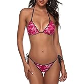 JINJINKIANG New Sexy Two Pieces Bikini Sets for Women Triangle Top & Thong String Tie-Up Swimsuit