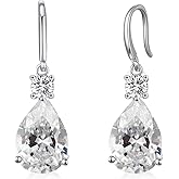 Teardrop Dangle Drop Earrings -925 Sterling Silver Birthstone Earring Jewelry Birthday Gifts for Women,Girlfriend,Wife,Mom - Graduation, Friendship,Birthday, Anniversary