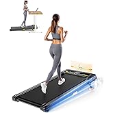 Walking Pad Treadmill, WALKWAKE 8% Incline Walking Pads, Compact Under Desk Treadmill for Home, 330lb Capacity 2.5HP Running Machine for Walking Jogging with LED Display, Blue