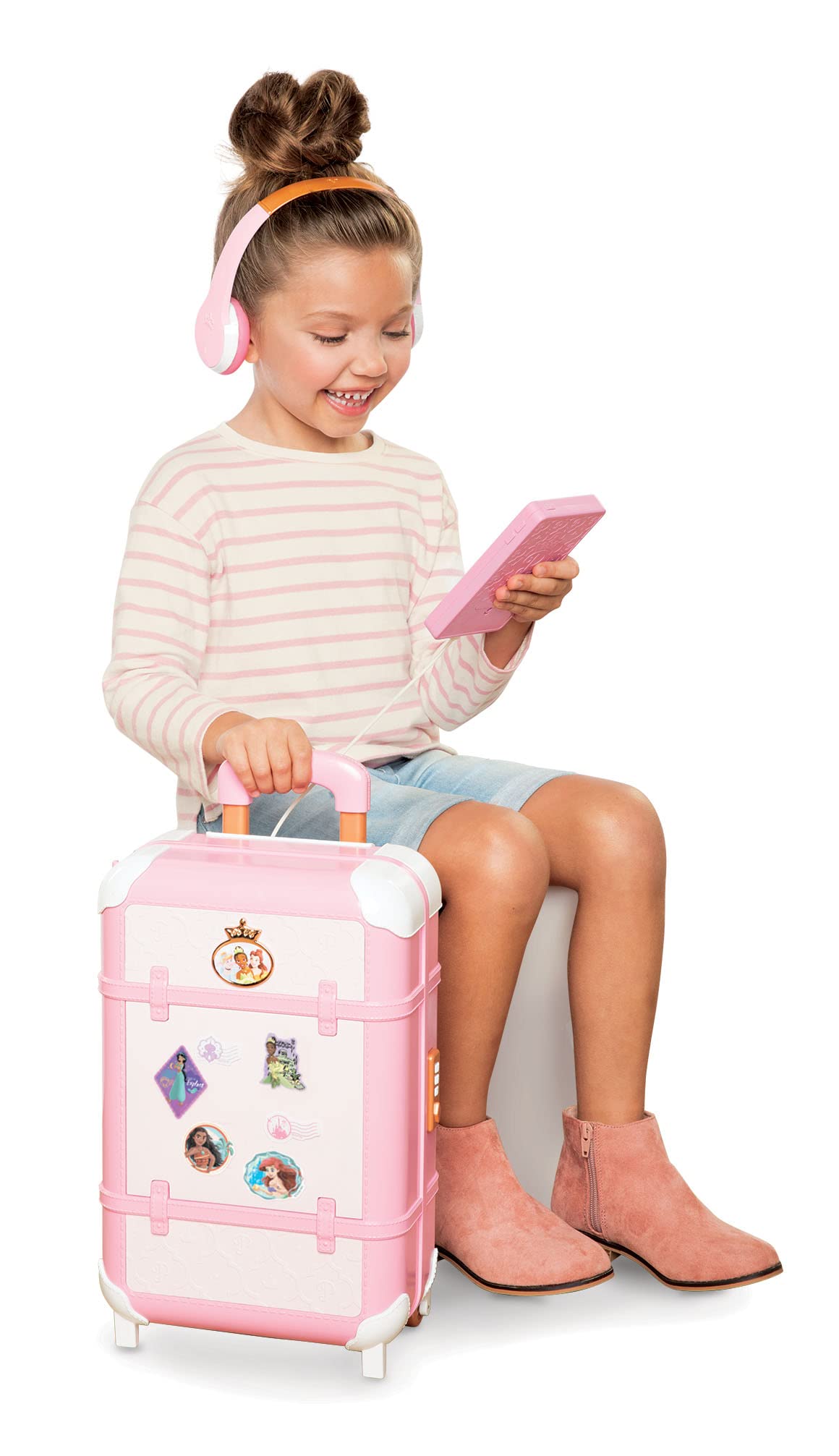 Disney Princess Travel Suitcase Play Set for Girls with Luggage Tag Style Collection, 14 Pretend Play Accessories Pieces Including Travel Passport! for Ages 3+