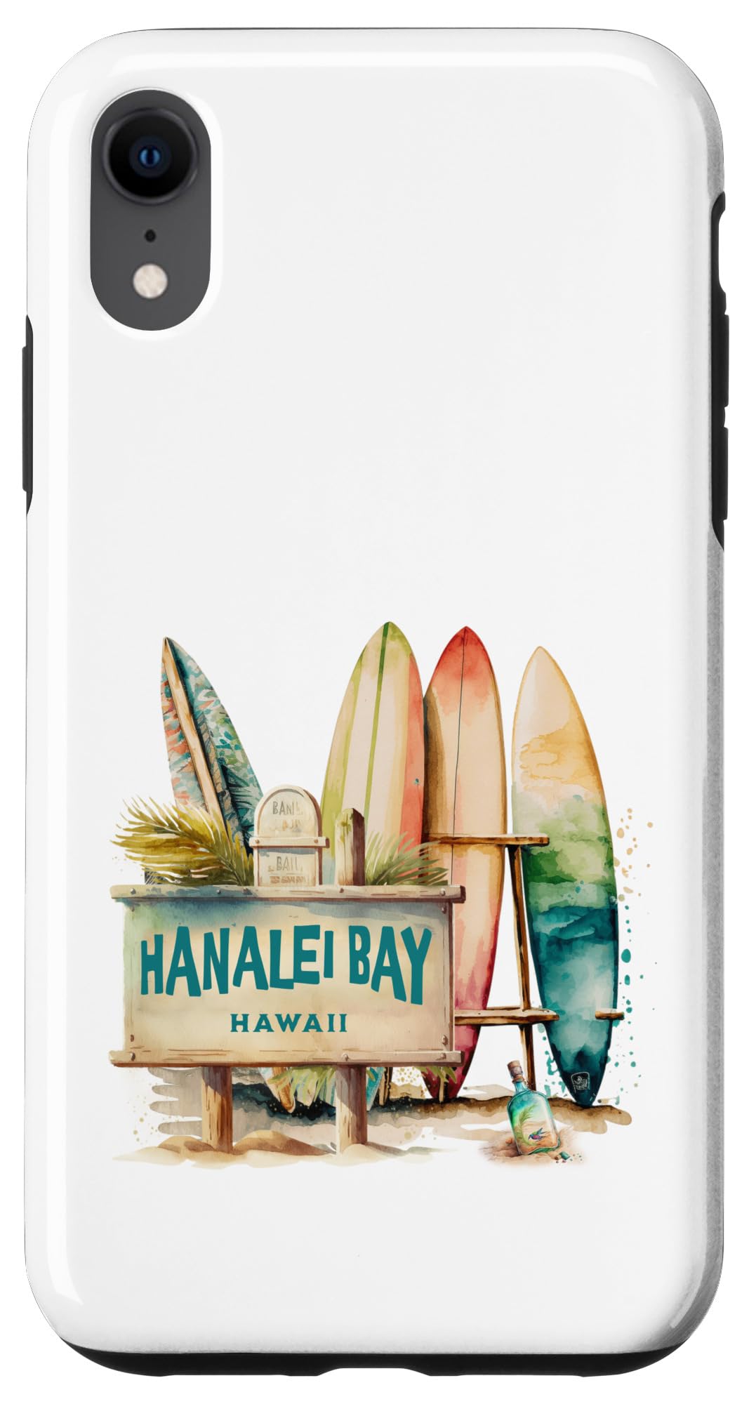 iPhone XR Hanalei Bay Hawaii Surfboard Beach Sign Retro Surf Case