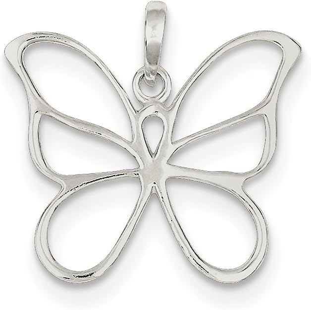 925 Sterling Silver Polished Butterfly Pendant Fine Jewelry