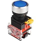 APIELE 22MM Momentary Push Button Switch 1NO 1NC Metal Head LA36A-11BN-BLUE (Blue)