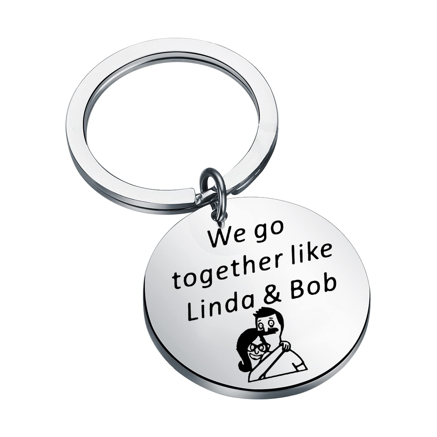 FAADBUK Burgers Inspired Gift Couple Keychian Set You’re the Linda to my Bob Valentine’s Day Gift, Silver, S, Go Together Linda Bob