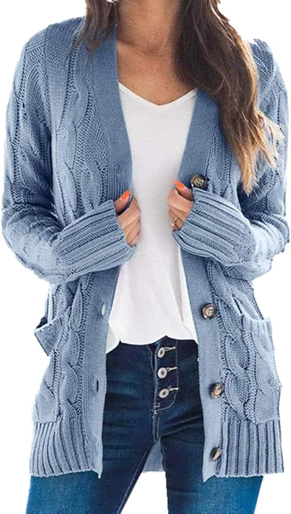 Women Baggy Long Cardigans Coat Loose Tops Ladies Chunky Knitted