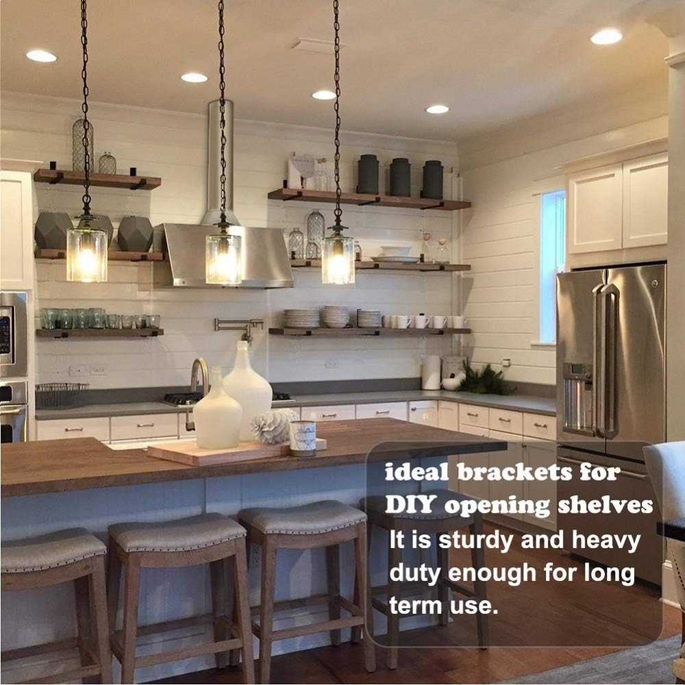 Shelf Brackets 12 Inch 4PCS Heavy Duty Black Wall Bracket with Lip for Floating Shelves Rustic Iron Metal Shelf Bracket for DIY Open Shelving Hardware Included: Home Improvement