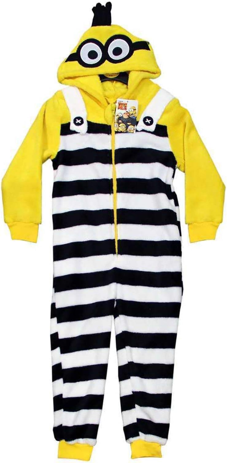Despicable Me 3 Minions Convict Onesie Kids Hooded Fllece PJ Pyjamas Bed Nightwear 7-8 Years Yellow