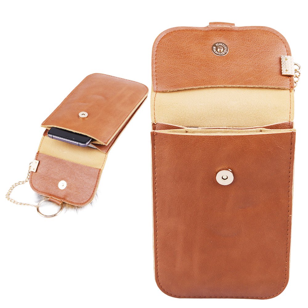 Cell phone purse with shoulder strap,small crossbody bags for women,phone wallet for girls (Brown)
