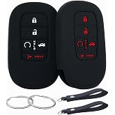 REPROTECTING Silicone Rubber Key Fob Cover Compatible with (5 Buttons) 2022-2026 Honda Accord Civic HR-V CR-V Pilot Sport SI EX EX-L Touring (Black with red Black)