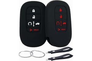 REPROTECTING Silicone Rubber Key Fob Cover Compatible with (5 Buttons) 2022-2025 Honda Accord Civic HR-V CR-V Pilot Sport SI EX EX-L Touring (Black with red Black)