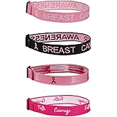 COLORFUL BLING Breast Cancer Awareness Bracelets Pink Ribbon Hope Faith Wristbands Adjustable Inspirational Bracelets for Women Supplies Favors Pink Party