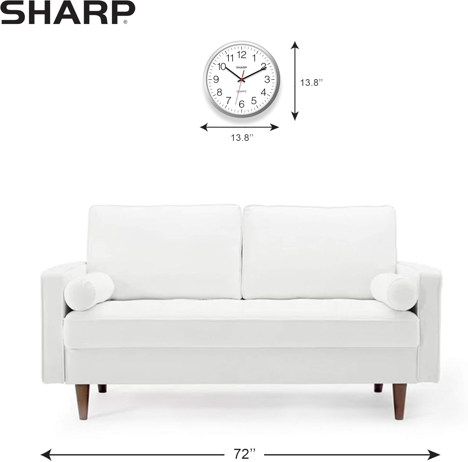 SHARP Wall Clock – Silver, Silent Non Ticking 14 Inch Quality Quartz Battery Operated Round Easy to Read Home/Kitchen/Office/Classroom/School Clocks, Sweep Movement: Kitchen & Dining