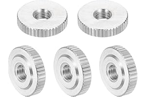 uxcell 5Pcs M4 Knurled Thumb Nuts, 304 Stainless Steel Round Knurled Flat Head Through Hole Handle Nut, Lock Adjusting Nuts, 