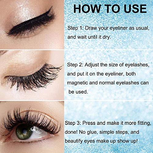 2021 Upgraded Selfadhesive Eyeliner,2 in 1 Eye Liner Pen Diamond Bling