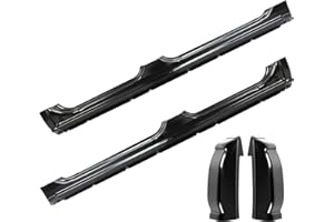 BEOC Rocker Panels & Cab Corners Compatible with 1999-2007 Chevy Silverado GMC Sierra Pickup 4 Door Crew Cab Steel Black Pair (Driver & Passage Side)