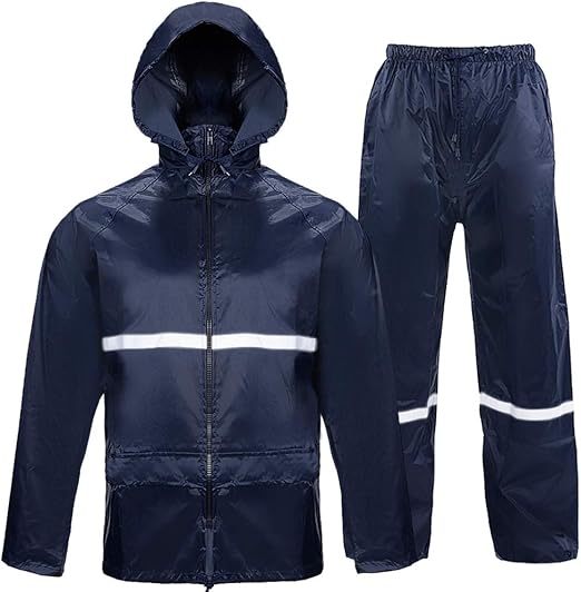 PLSDOIT Rain Suits for Men Waterproof,with Reflective Strip Hooded Rain