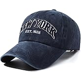 Tefelory Unisex Vintage Baseball Cap Adjustable Washed Cotton Embroidery New York Low Profile Dad Hat