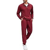 COOFANDY Men's Tracksuit 2 Piece Quarter Zip Sweatsuit Sets Casual Athletic Running Jogging Suits